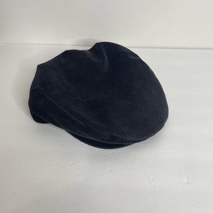 Scala Black Corduroy Snap Down Newsboy Cabbie Hat